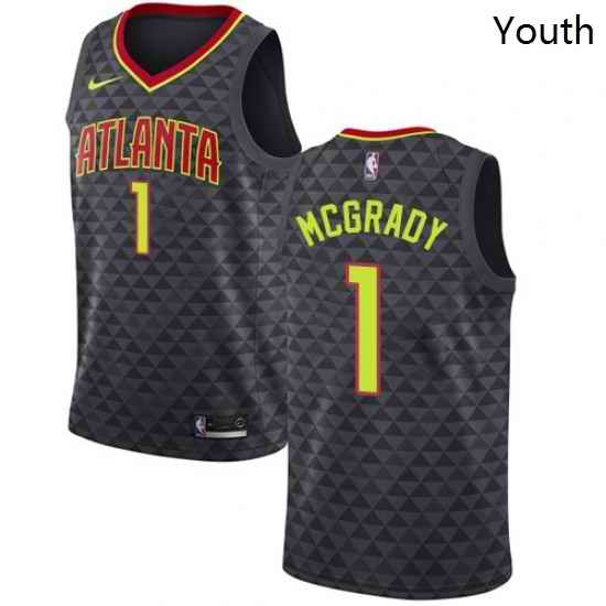 Youth Nike Atlanta Hawks 1 Tracy Mcgrady Authentic Black Road NBA Jersey Icon Edition